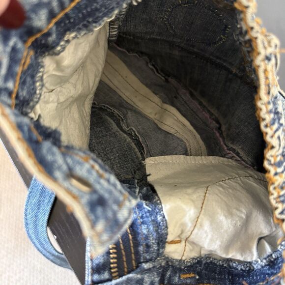 Handmade Levi’s Denim Jean Upcylced Unlined Crossbody Bag Patchwork Y2K 90’s Art - Picture 14 of 16